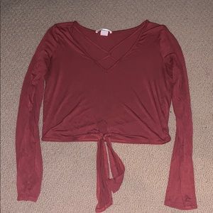 Maroon long sleeve crop
